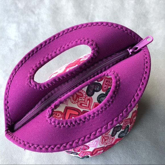 BYO ~ Zip Lunch Bag ~ Heart Print ~ Pink Purple - Picture 2 of 5